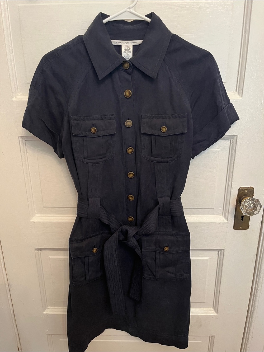 Diane von Furstenberg Dark Navy Button-Front Top